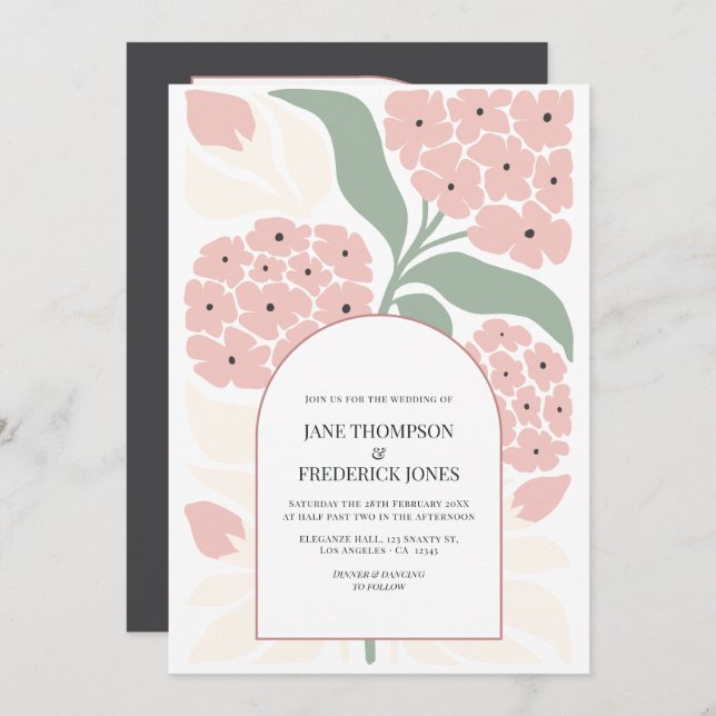 Convite Blush Meadow Abstract Floral Modern Spring Wedding (Frente/Verso)
