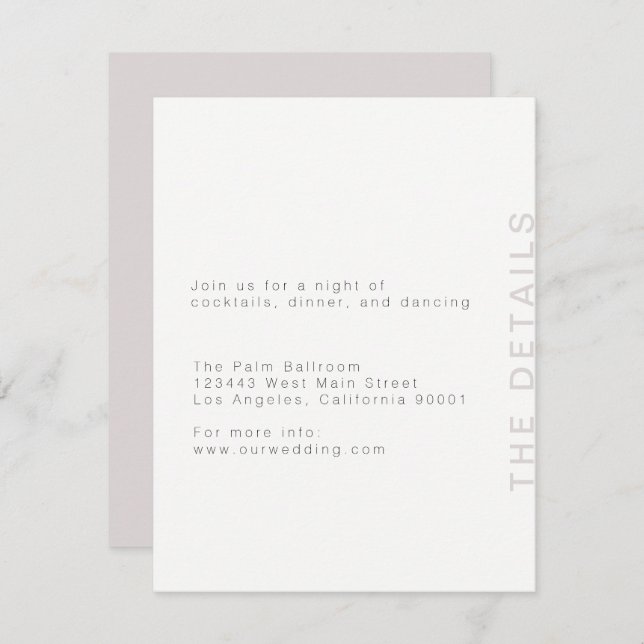 Convite Blush Modern Enclosure Card (Frente/Verso)