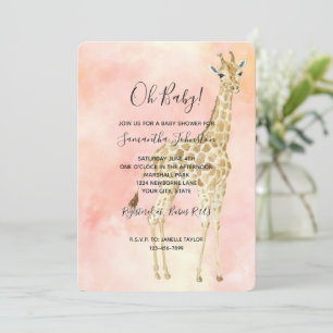 Convite Blush Peach Giraffe