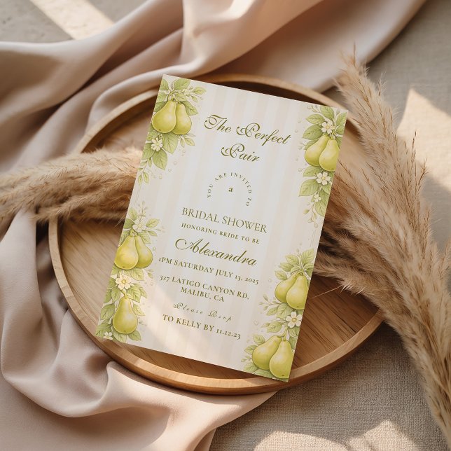 Convite Blush Pear Perfect Pair Bridal Shower (Criador carregado)