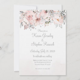 Convite Blush Peony Silver Eucalyptus Nomes de Casamento