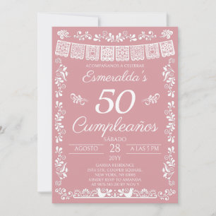 Convite Blush Pink 50 Aniversário Festa de Aniversário