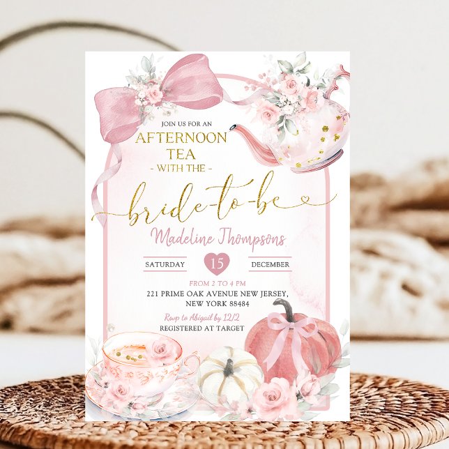 Convite Blush Pink Afternoon Tea Party Bridal Shower (Criador carregado)