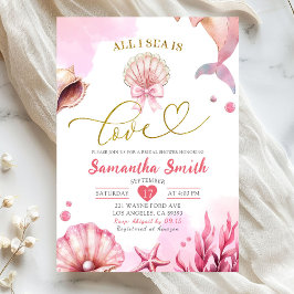 Convite Blush Pink All I Sea Is Love Coastal Bridal Shower