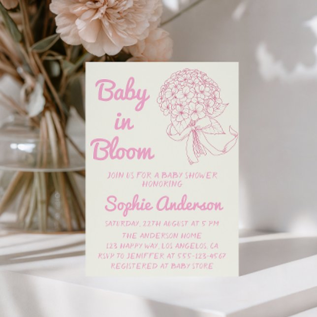 Convite Blush Pink Baby in Bloom Floral Baby Shower (Criador carregado)