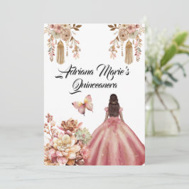 Convite Blush Pink Boho Quinceanera