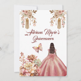 Convite Blush Pink Boho Quinceanera