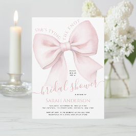 Convite Blush Pink Bow She's Tying the Knot Bridal Shower