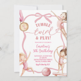 Convite Blush Pink Coquette Gymnastic Medalist Birthday