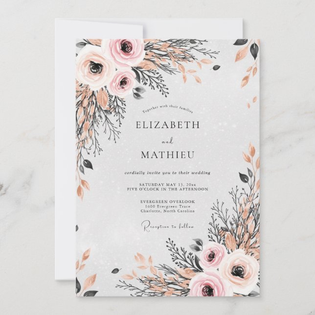 Convite Blush Pink Divine Spring Wedding (Frente)