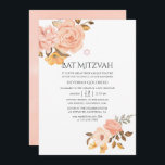 Convite Blush Pink e Dourado Bat Floral Mitzvah<br><div class="desc">Convite para rosas de cor d'água,  cor-de-rosa e dourado bat mitzvah,  projetado para ser rápida e facilmente personalizado de acordo com as especificações do seu evento.</div>