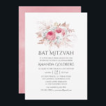 Convite Blush Pink e Rosa Dourado Bat Floral Mitzvah<br><div class="desc">Trendy blush rosa e white roses bat mitzvah convite com sotaques de ouro rosa,  projetados para serem rápida e facilmente personalizados de acordo com as suas especificações de evento.</div>