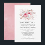 Convite Blush Pink e Rosa Dourado Bat Floral Mitzvah<br><div class="desc">Trendy blush rosa e white roses bat mitzvah convite com sotaques de ouro rosa,  projetados para serem rápida e facilmente personalizados de acordo com as suas especificações de evento.</div>
