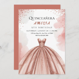 Convite Blush Pink e Rosa Dourado Princesa Aniversário