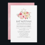Convite Blush Pink e Yellow Floral Bat Mitzvah<br><div class="desc">Blush Aquarelle Rosas e Peonies amarelos Bat Mitzvah convites em tons pastéis com sotaques verdes projetados para serem rápida e facilmente personalizados de acordo com suas especificidades.</div>