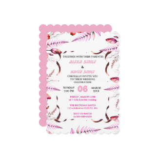 Convite Blush Pink Elegant Gold Wedding Invitation , Whit