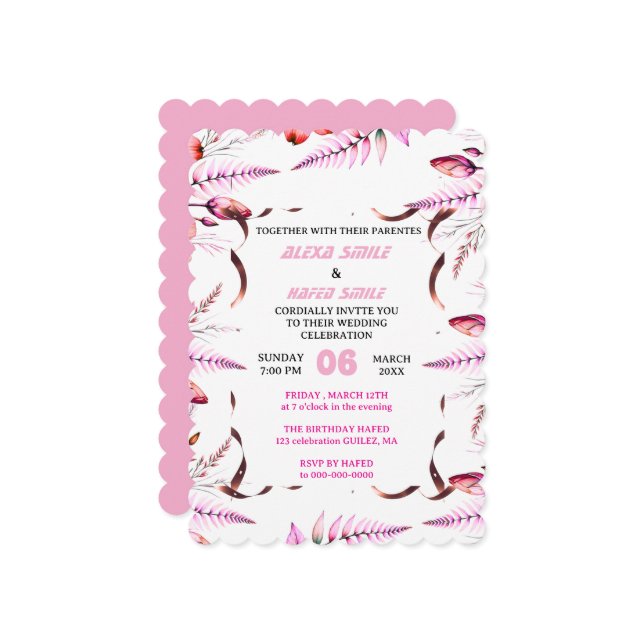 Convite Blush Pink  Elegant Gold Wedding Invitation , Whit (Frente/Verso In Situ)
