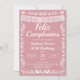 Convite Blush Pink Feliz Cumpleaños 50º Aniversário