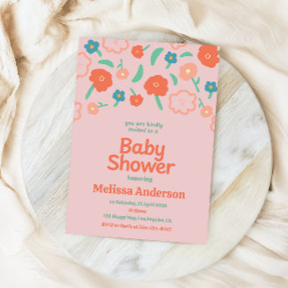 Convite Blush Pink Floral Baby Shower Invitation for Girl