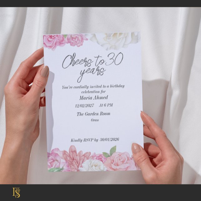 Convite Blush pink floral birthdayInvitation (Criador carregado)