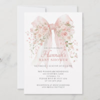 Blush Pink Floral Bow Girl Baby Shower