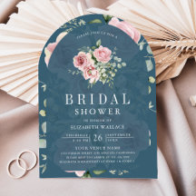 Blush Pink Floral Dusty Blue Bridal Shower