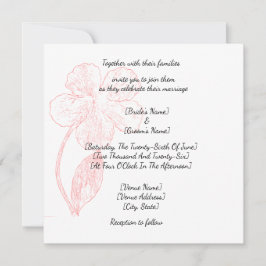 Convite Blush Pink Floral Line Art Wedding