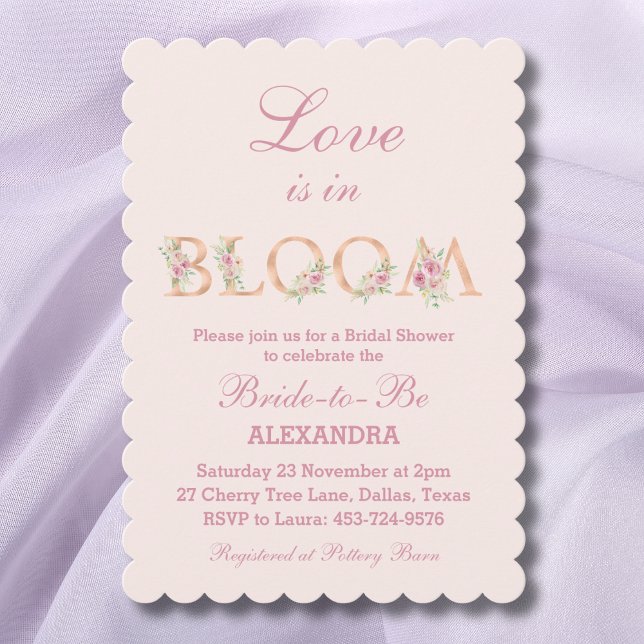 Convite Blush Pink Floral Love is in Bloom Bridal Shower (Criador carregado)