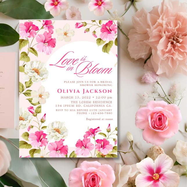 Convite Blush Pink Floral Love is in Bloom Bridal Shower (Criador carregado)