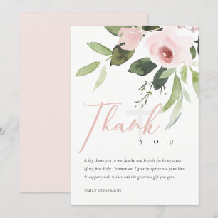CONVITE BLUSH PINK FLORAL PRIMEIRA COMUNICAÇÃO SANTA OBR