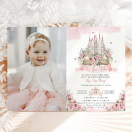 Convite Blush Pink Floral Princess Castle
