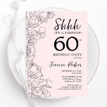 Convite Blush Pink Floral Surpresa 60º Aniversário<br><div class="desc">Esmague o 60º convite de aniversário,  rosa e preto. A design feminina moderna apresenta sotaques botânicos e fontes de script de tipografia. O cartão de convite floral elegante é perfeito para uma festa surpresa na moda. Impressos convites Zazzle ou modelo de impressão digital instantânea para download.</div>