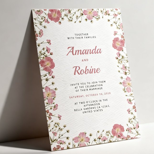 Convite Blush Pink Floral Wedding Invitation (Criador carregado)