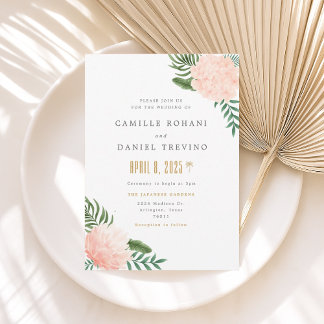 Convite Blush Pink Floral Wedding Invitation with Elegant