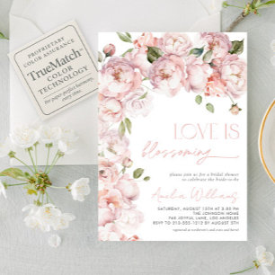Convite Blush Pink Love é um Chá de panela Floral brilhant