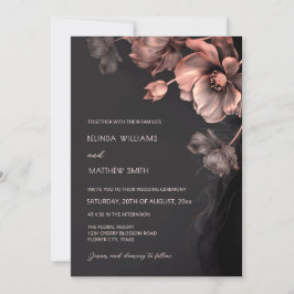 Convite Blush Pink Metallic 3 D Flowers Wedding Invitation