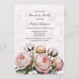 Convite Blush Pink Peony and Cotton Brunch & Bubbly