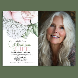 Convite Blush Pink Peony Celebration Of Life Invitation