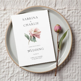 Convite Blush Pink Peony Flower Elegant Botanical Wedding