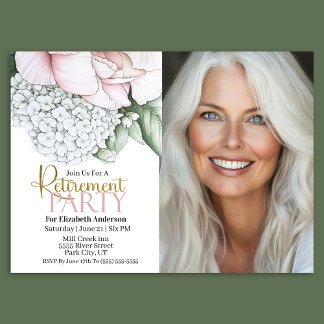Convite Blush Pink Peony Retirement Party Invitation