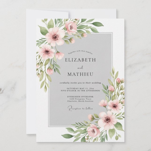Convite Blush Pink Polished Watercolor Wedding (Frente)