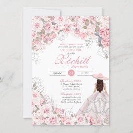 Convite Blush Pink Rosa Blossom Charro Quinceanera