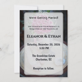 Convite Blush Pink Rose Bouquet Rustic Wedding Invite