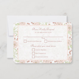 Convite Blush Pink Rose Vintage Wedding RSVP Reply