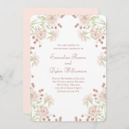 Convite Blush Pink Rose Wedding