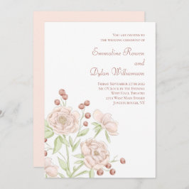 Convite Blush Pink Rose Wedding Modern