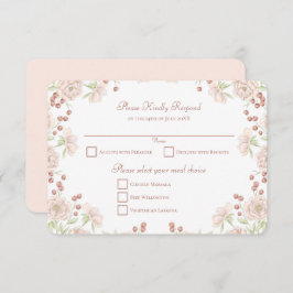Convite Blush Pink Rose Wedding RSVP Reply