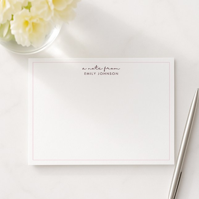 Convite Blush Pink Stripe Minimalist a Note From Flat Note (Criador carregado)