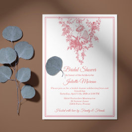 Convite Blush Pink Toile de Jouy Bridal Shower Invitation