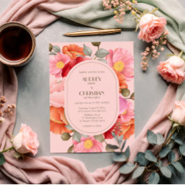 Convite Blush Pink Watercolor Poppy Wedding Invitation